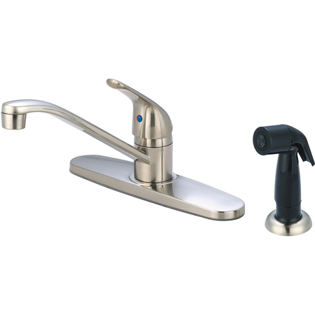 OLYMPIA FAUCETS Single Handle Kitchen Faucet, Compression Hose, Standard, Nckl K-4161H-BN